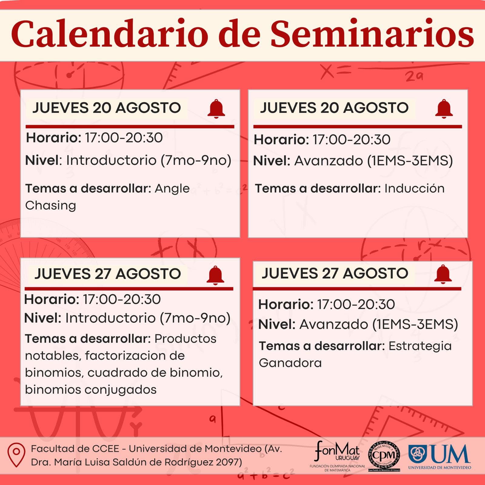 Calendario y temas de Segundo Ciclo de Seminarios · UM